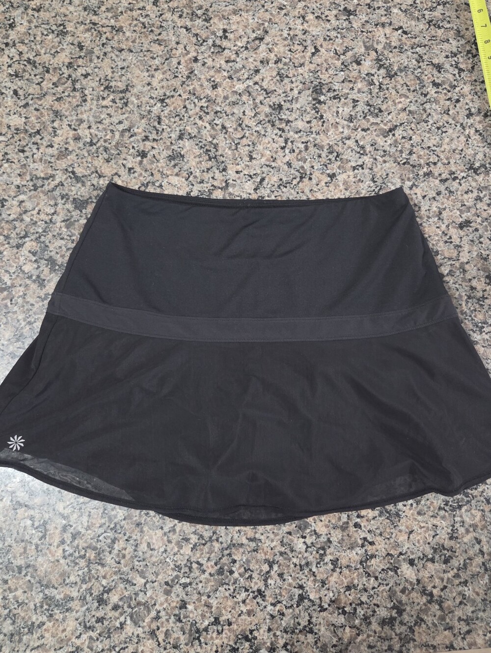Athleta Upbeat Skort Medium Black Mesh Tennis Pickleball Golf Skirt Pockets